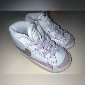 Nike Toddler White and Lilac High Top Blazers!